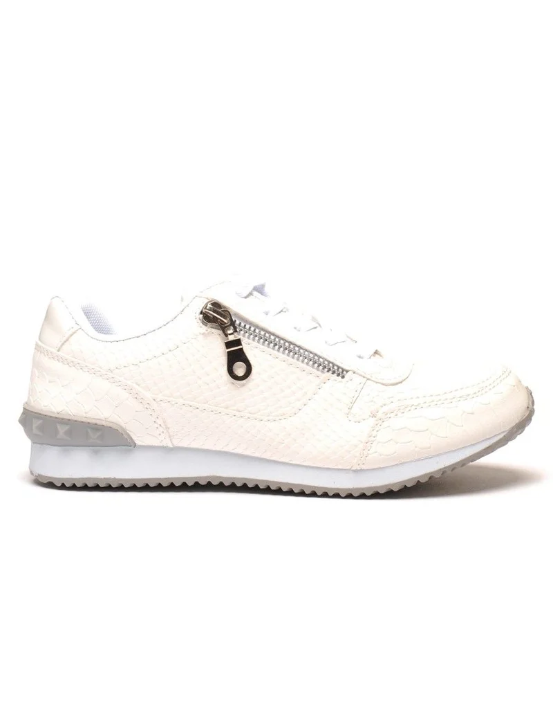Basket blanche imprimée reptile avec fermeture
