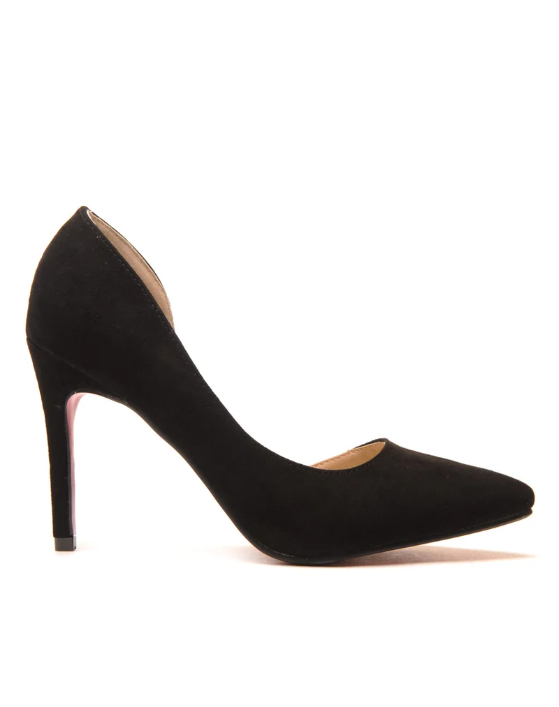 Escarpin noir asymétrique avec semelle rose