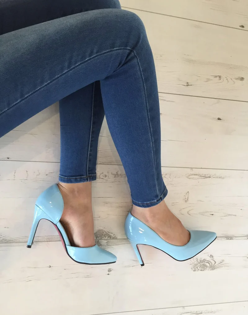 Escarpins bleu vernis
