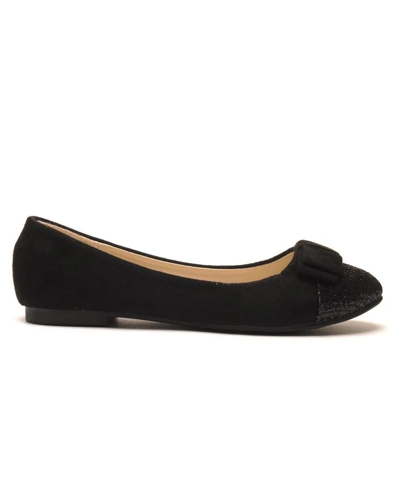 Ballerine noire avec noeud et paillette