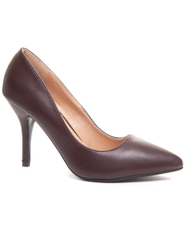 Escarpin marron mat au bout pointu