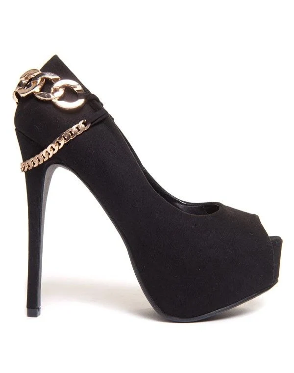 Chaussure femme Ideal: Escarpins noirs avec chaine