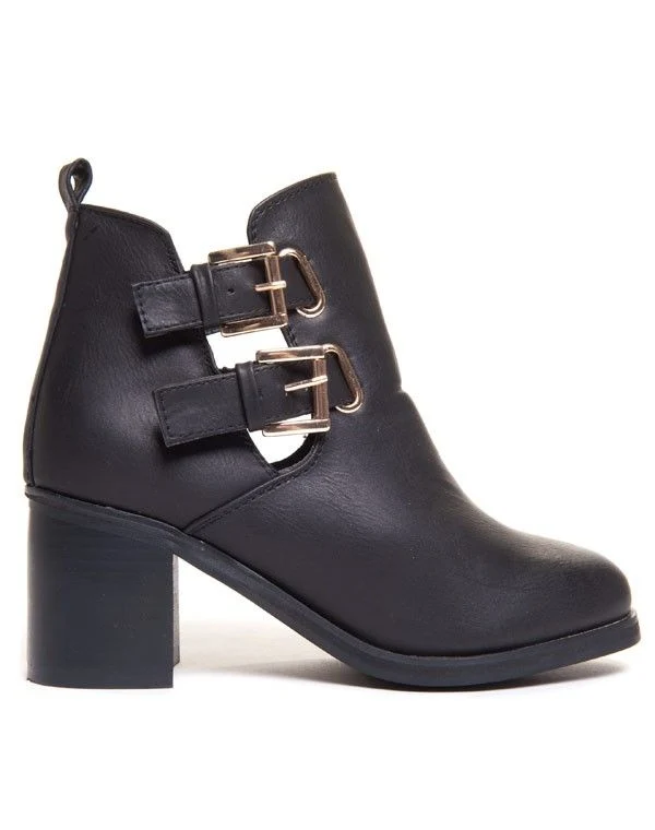 Bottine noire à boucle dorée Bellucci