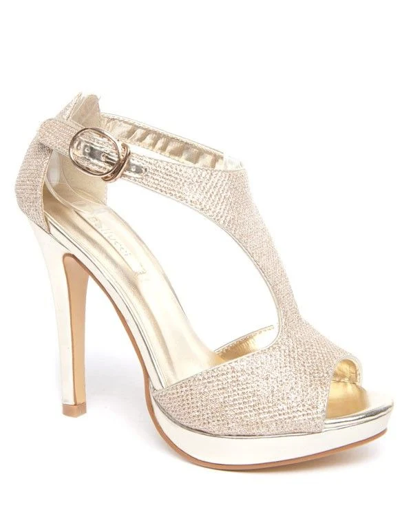 Escarpin champagne Bellucci à bride et talon aiguille