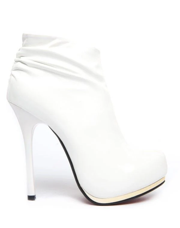 Bottine blanche Jennika semelle rouge et zip doré