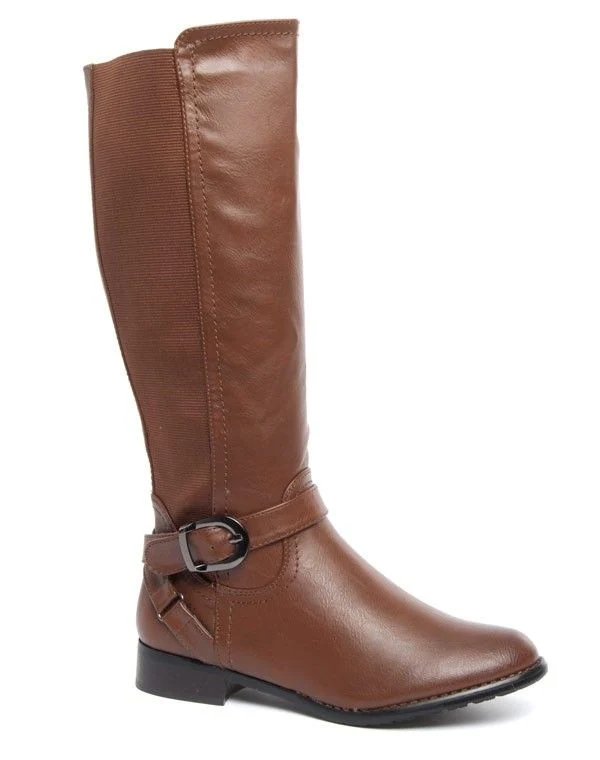 Grande botte marron stretch Idéal zip et boucle guêtre