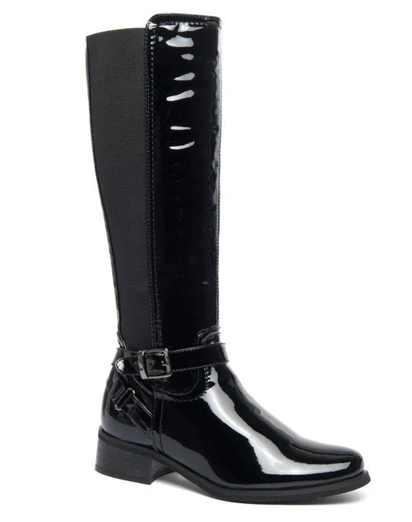 Bottes Dazawa noires vernies effet vinyle