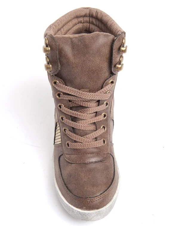 Basket montante style street Ideal brun strass doré
