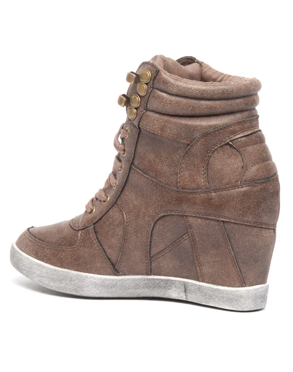 Basket montante style street Ideal brun strass doré