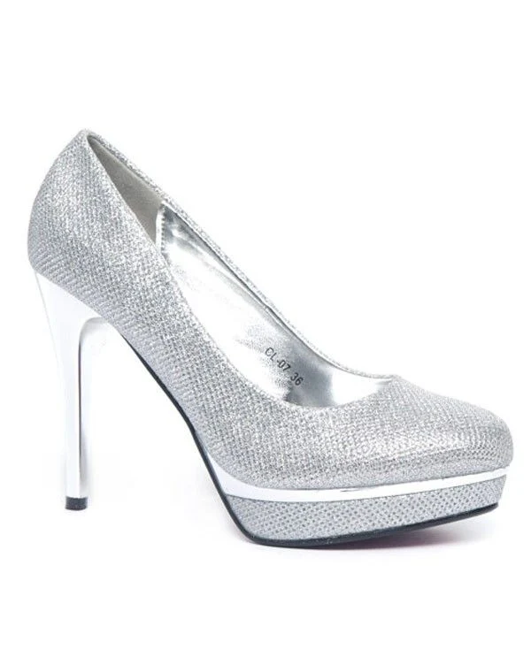 Chaussure femme Style Shoes: Escarpin pailleté argent