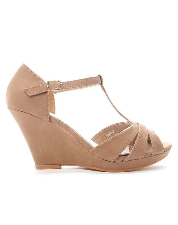 Chaussures femme Alicia: Sandale compensée - kaki