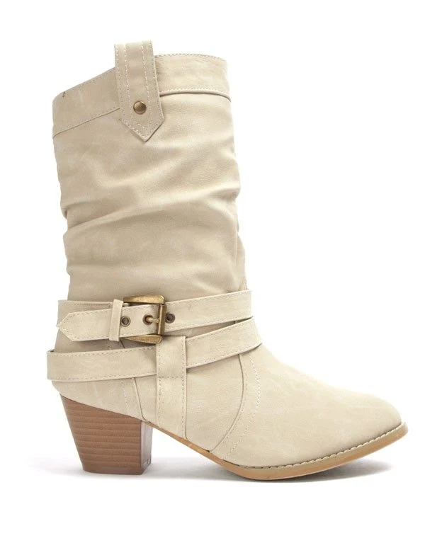 Chaussures femme Libra Pop: Botte à petit talon - beige