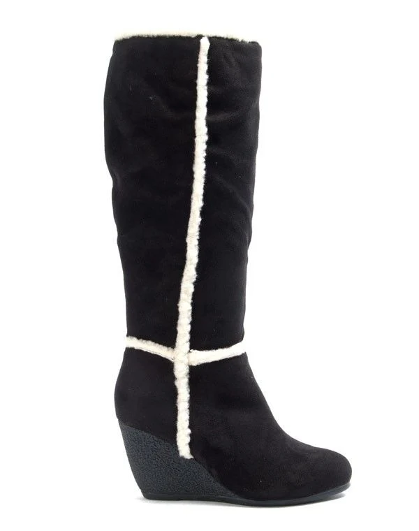 Chaussure femme Like You: Botte à talon compensé - noir
