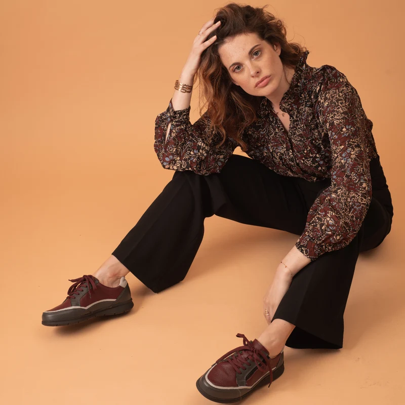 Basket Femme Marie Noir-Bordeaux-Gris