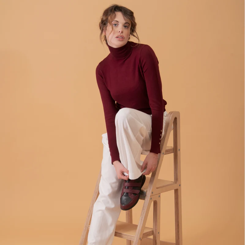 Basket Femme Maé Noir-Bordeaux