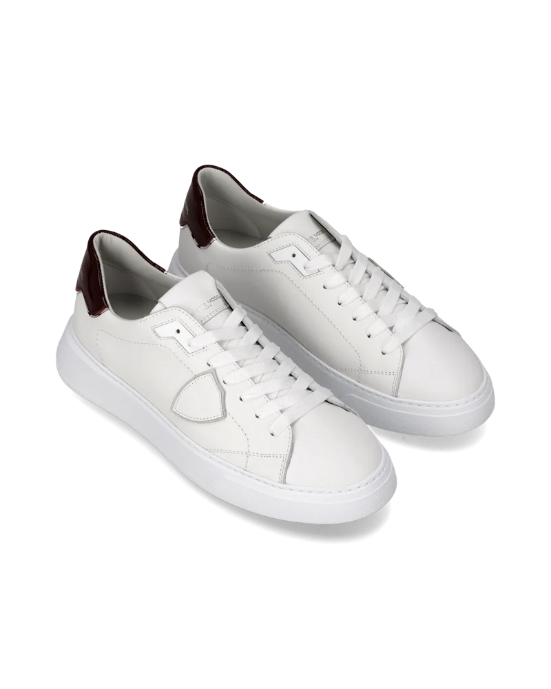 Sneakers Temple Men, White Burgundy