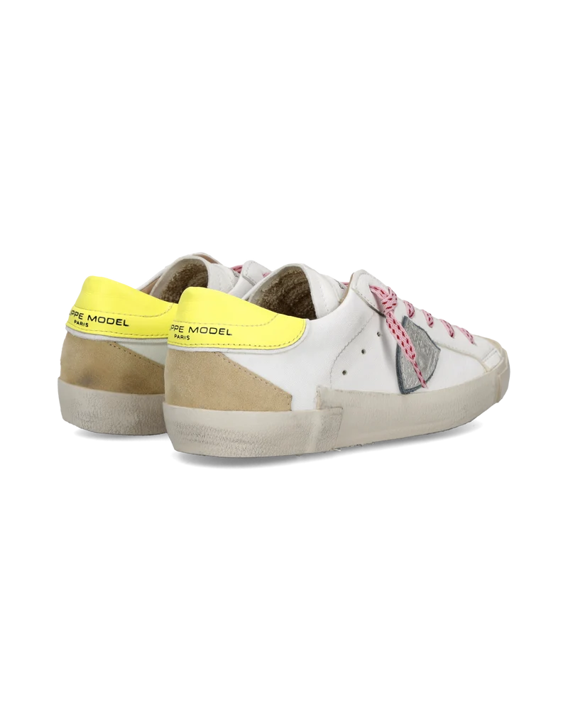 Sneakers Prsx Women, White Beige Neon Yellow