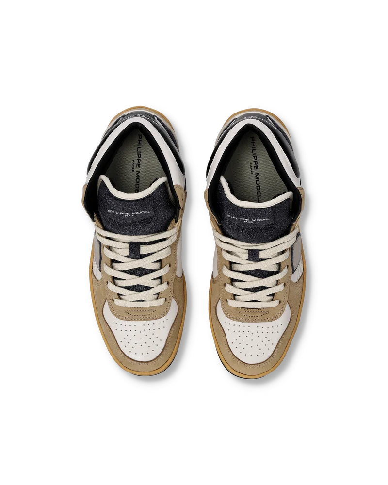 Sneakers Pgal High Women, White Black Beige