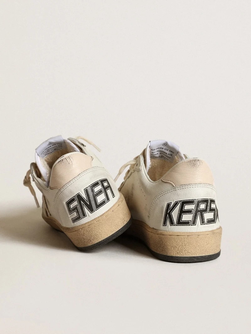 GOLDEN GOOSE Ball Star Ltd In Nappa Bianca Con Stella In Nappa Color Salmone