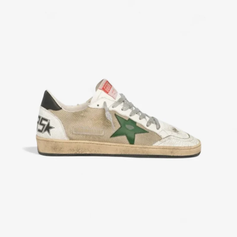 GOLDEN GOOSE Ball Star Sneakers In Leather And Mesh With Black Heel Tab
