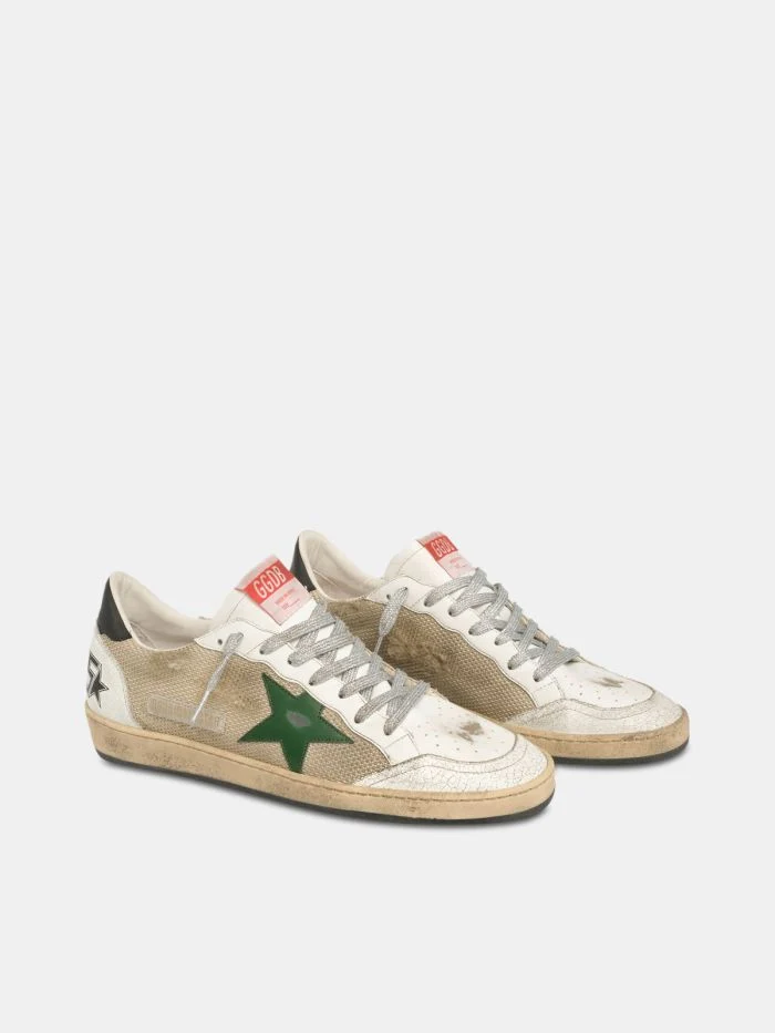 GOLDEN GOOSE Ball Star Sneakers In Leather And Mesh With Black Heel Tab