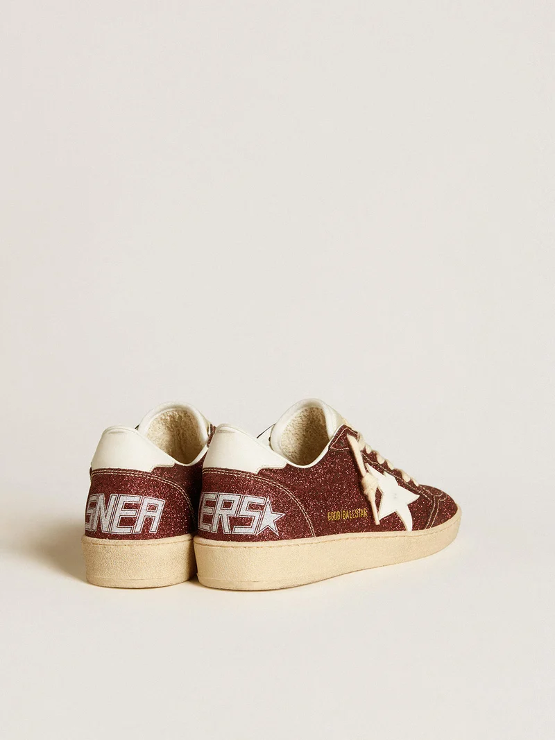Golden Goose Ball Star – Burgundy Glitter with White Star