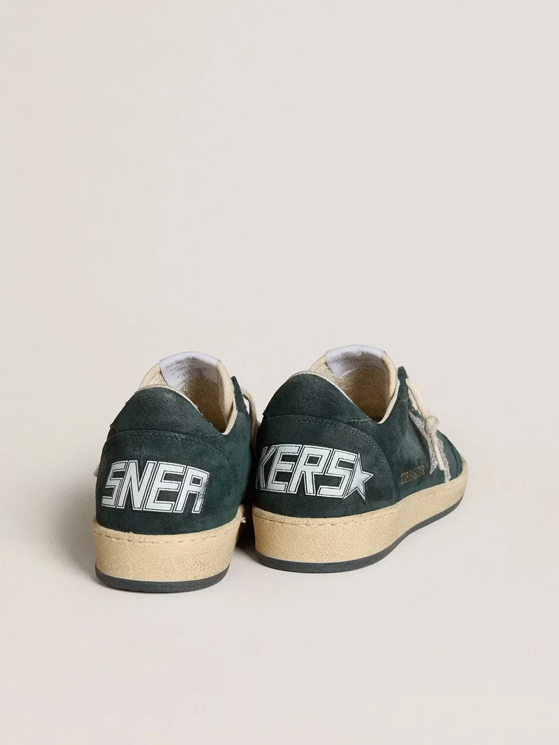 Golden Goose Ball Star – Glitter Star on Green Suede
