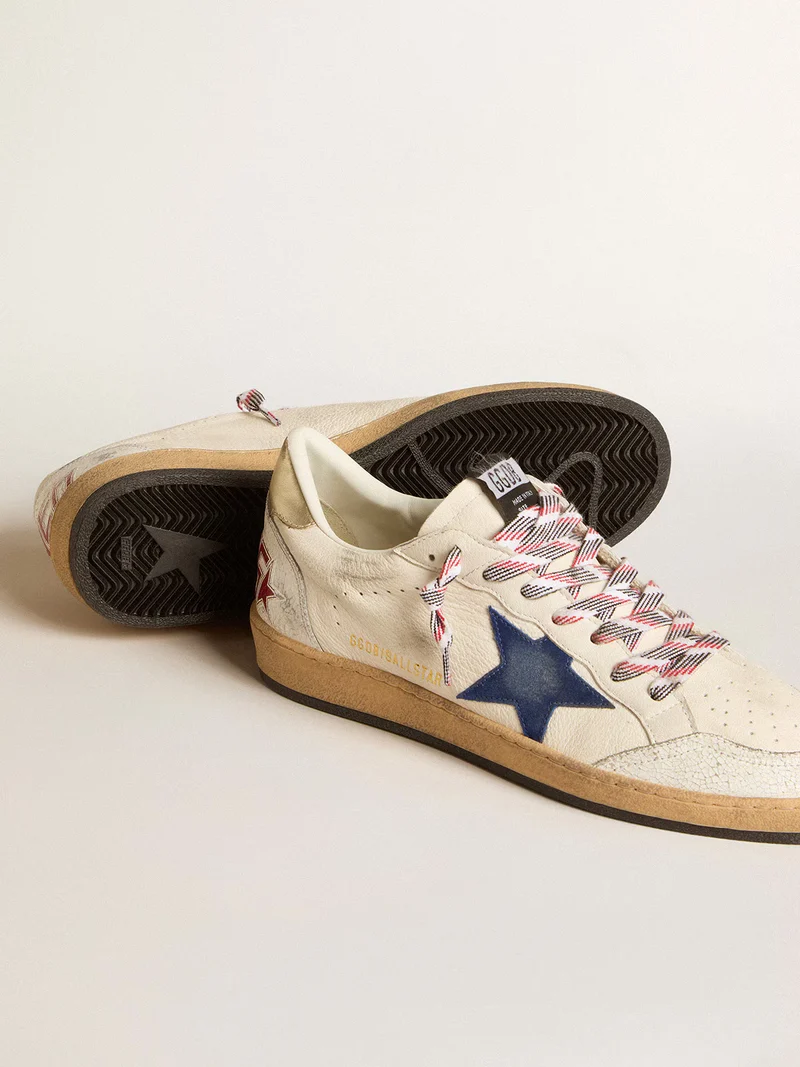 Golden Goose Ball Star – Navy Star with Americana Laces