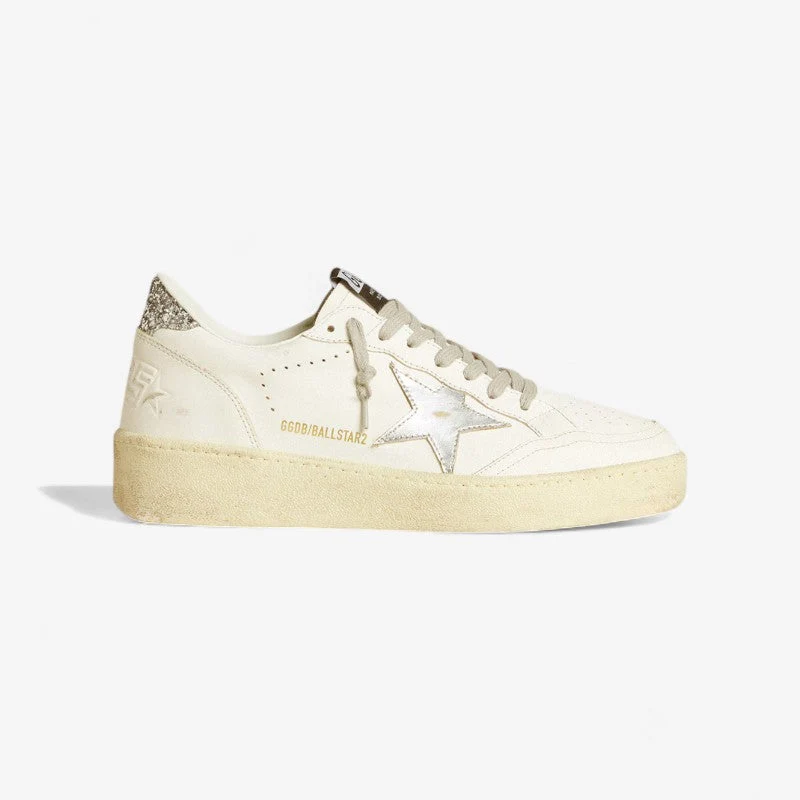 Golden Goose Ball Star 2 Sneaker – White/Silver Glitter