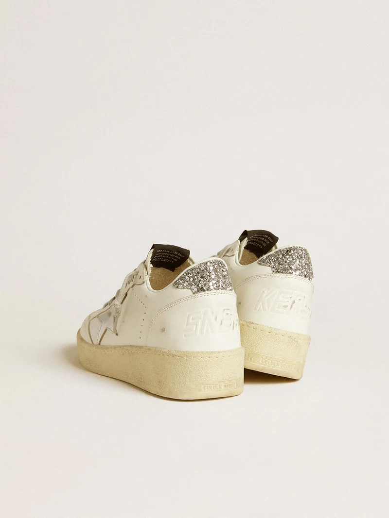 Golden Goose Ball Star 2 Sneaker – White/Silver Glitter