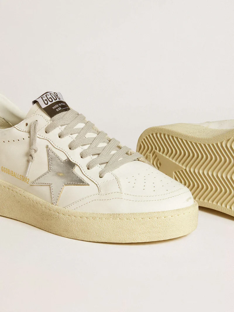 Golden Goose Ball Star 2 Sneaker – White/Silver Glitter