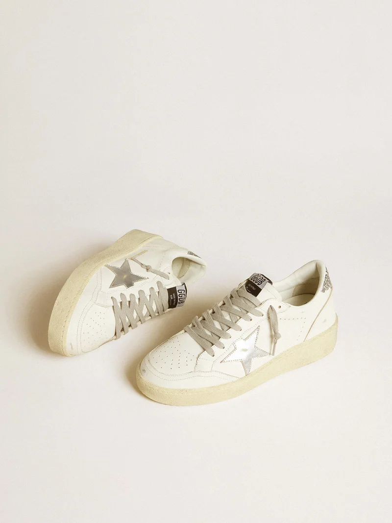 Golden Goose Ball Star 2 Sneaker – White/Silver Glitter