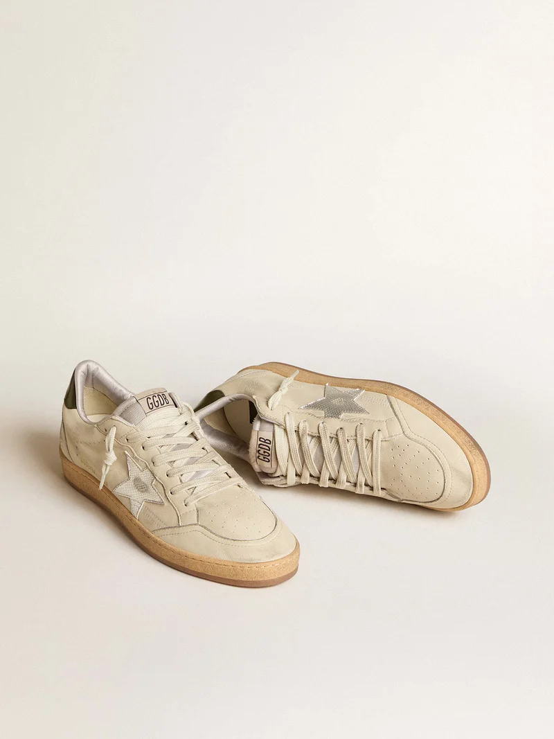 Golden Goose Ball Star Sneaker – Cream & Metallic Silver