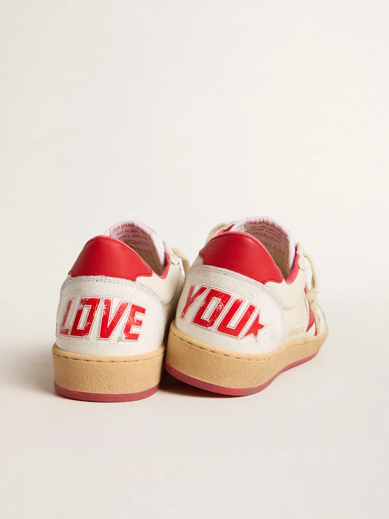 Golden Goose Ball Star Sneaker – Cream & Red