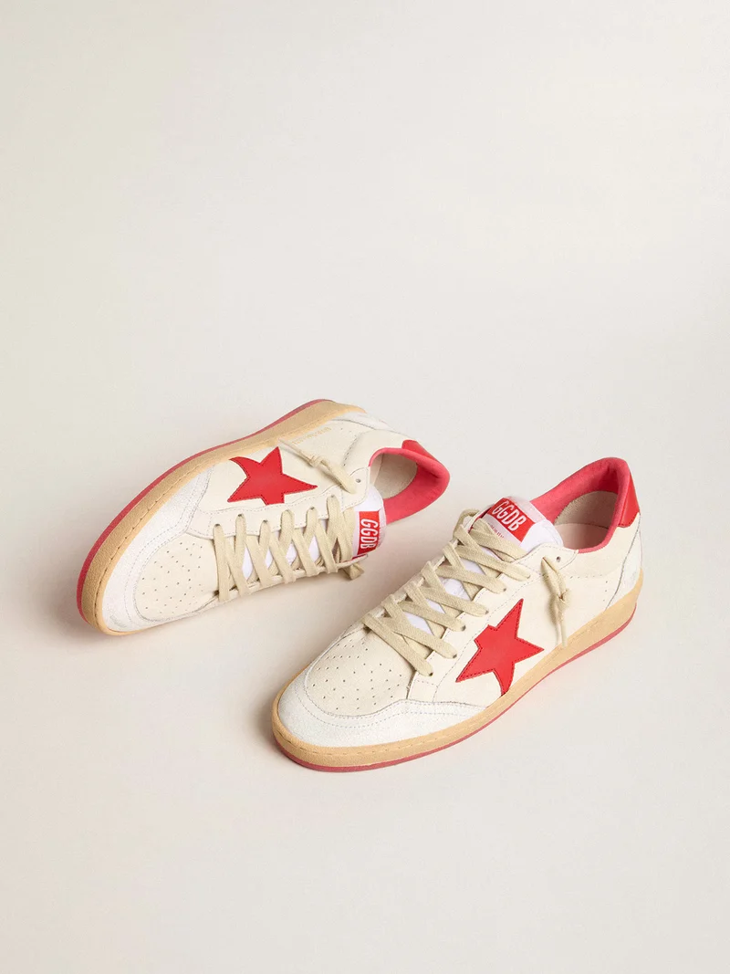 Golden Goose Ball Star Sneaker – Cream & Red