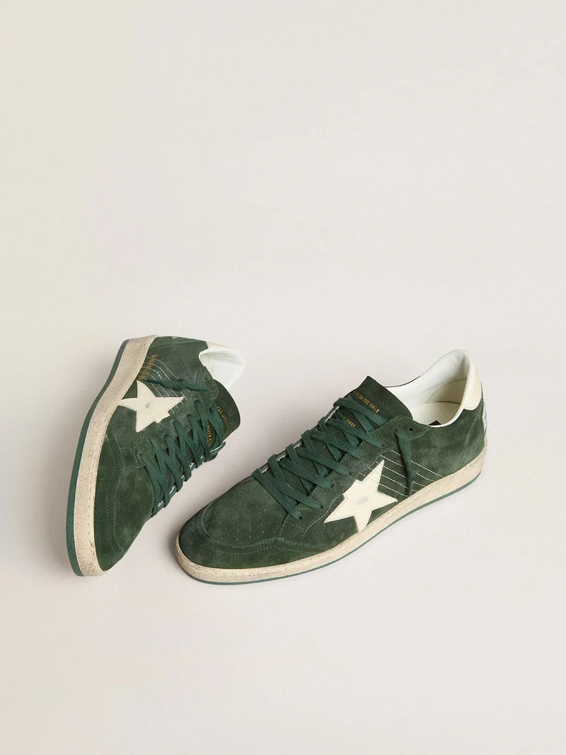 Golden Goose Ball Star Sneaker – Forest Green Suede
