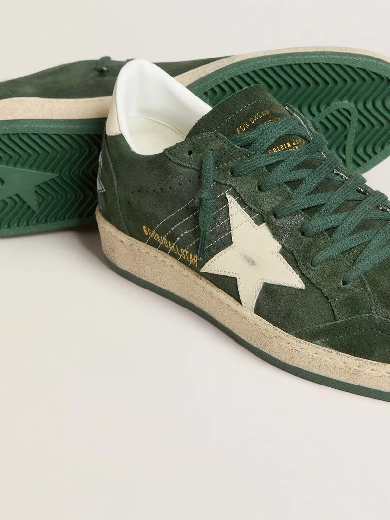 Golden Goose Ball Star Sneaker – Forest Green Suede