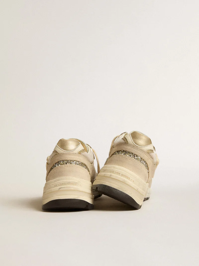Golden Goose Dad-Star Sneaker Beige Glitter