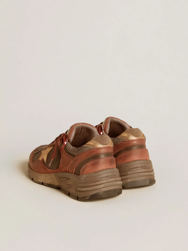 Golden Goose Running Sole Sneaker in Burnt Copper and Metallic Rose