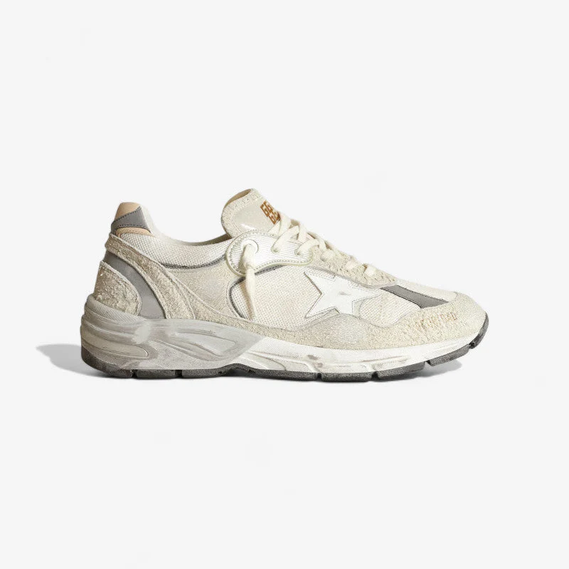 Golden Goose Running Sole Sneaker in White with Distressed Details