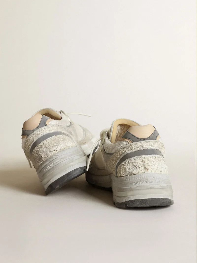 Golden Goose Running Sole Sneaker in White with Distressed Details