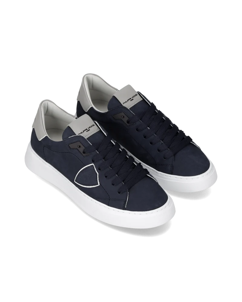 Sneakers Temple Tennis Men, White Blue Grey