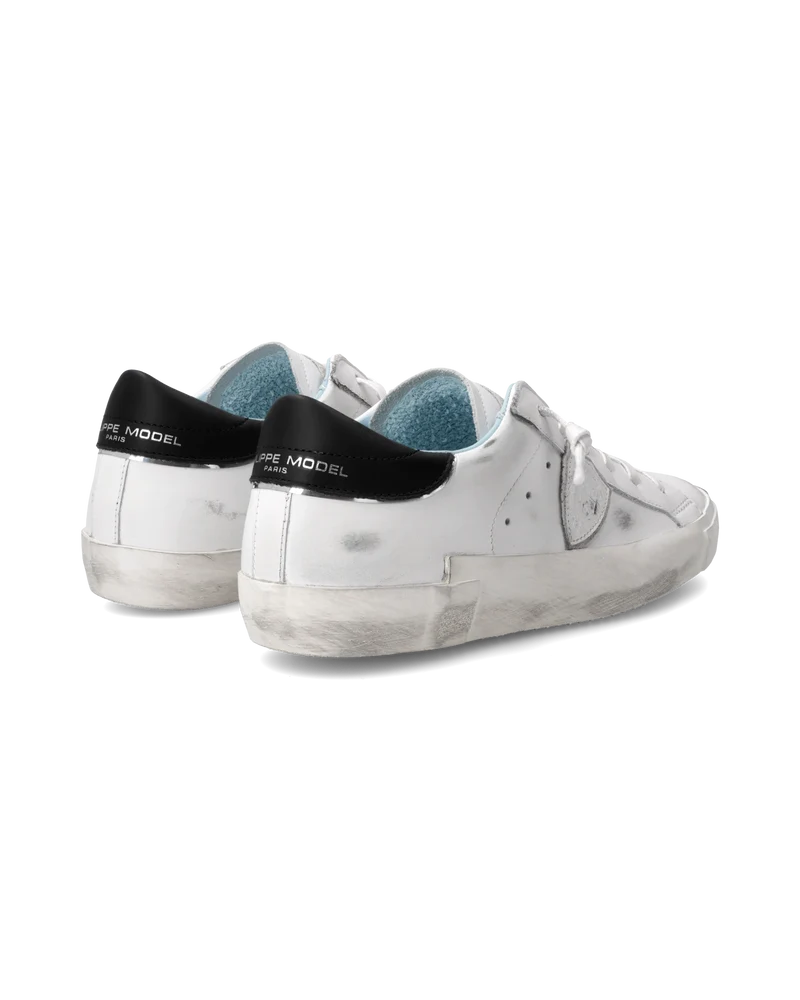 Women's Prsx Low-Top Sneakers in Leather, White Black