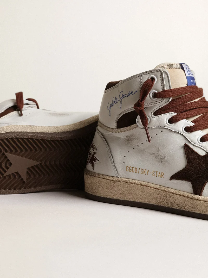 Golden Goose Sky-Star Brown High-Top Sneaker
