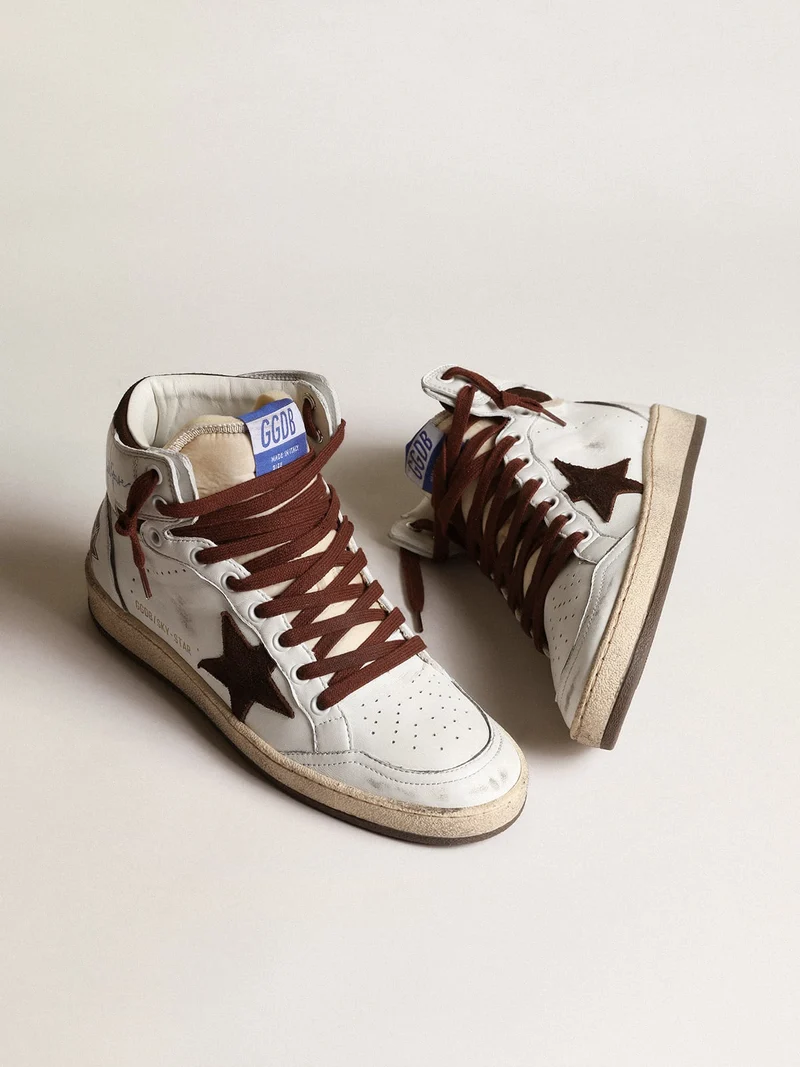 Golden Goose Sky-Star Brown High-Top Sneaker