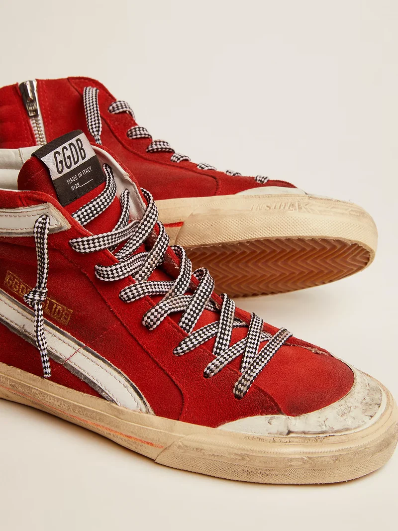 Golden Goose Slide High-Top Red Canvas Sneaker