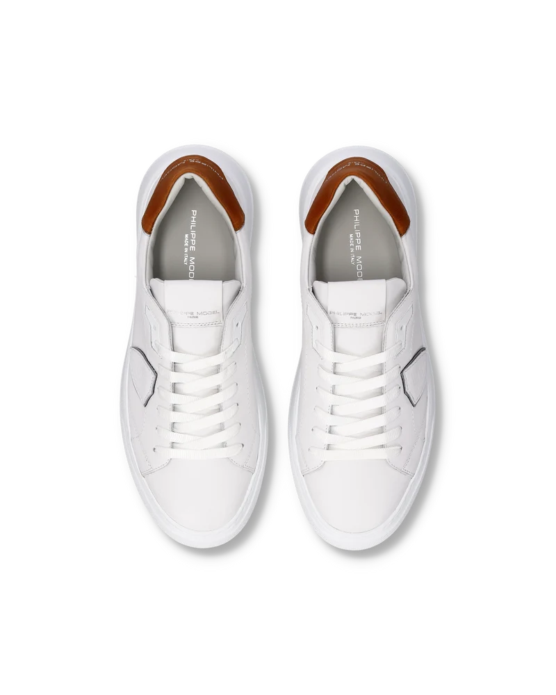 Sneakers Temple Tennis Men, White Cognac