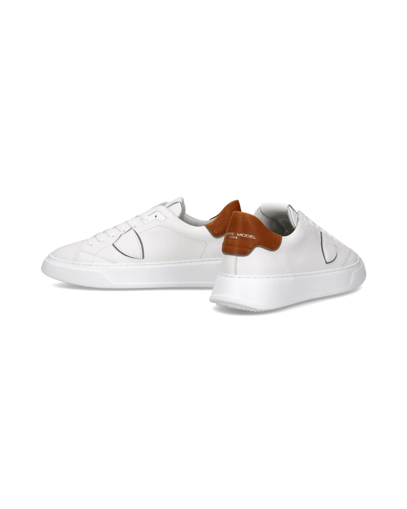 Sneakers Temple Tennis Men, White Cognac
