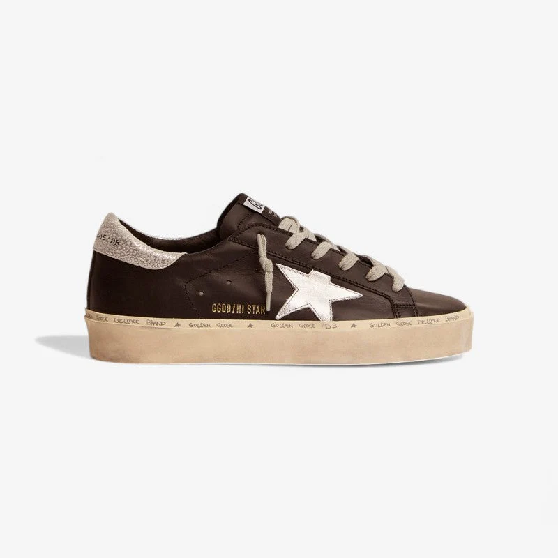 GOLDEN GOOSE Star Sneakers In Black Leather With Silver Laminated Leather Star