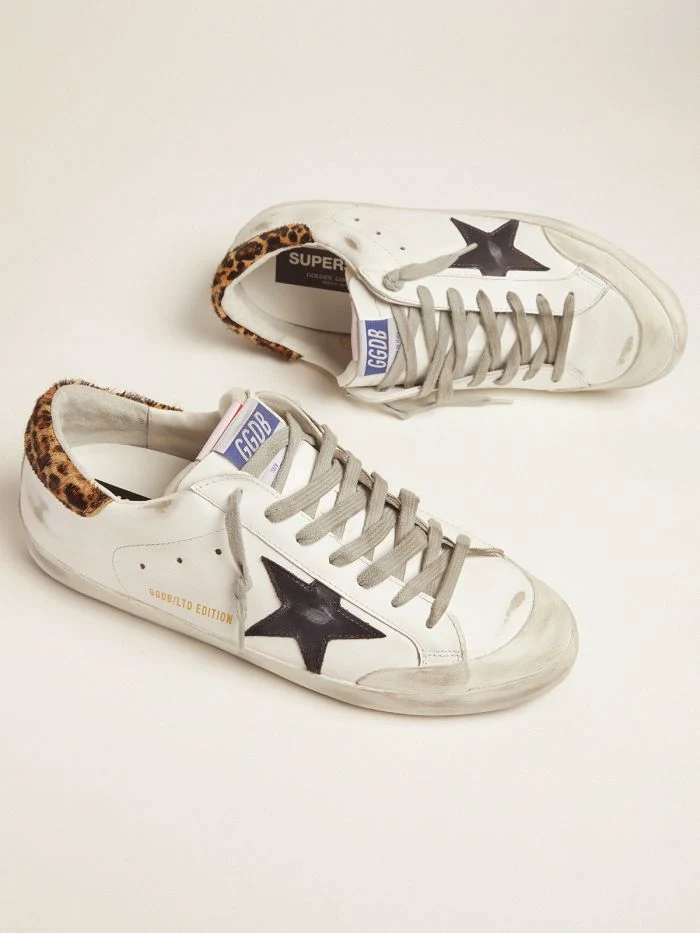 GOLDEN GOOSE Men’s Lab Limited Edition Super-star Sneakers With Double Tongue And Leopard-print Heel Tab